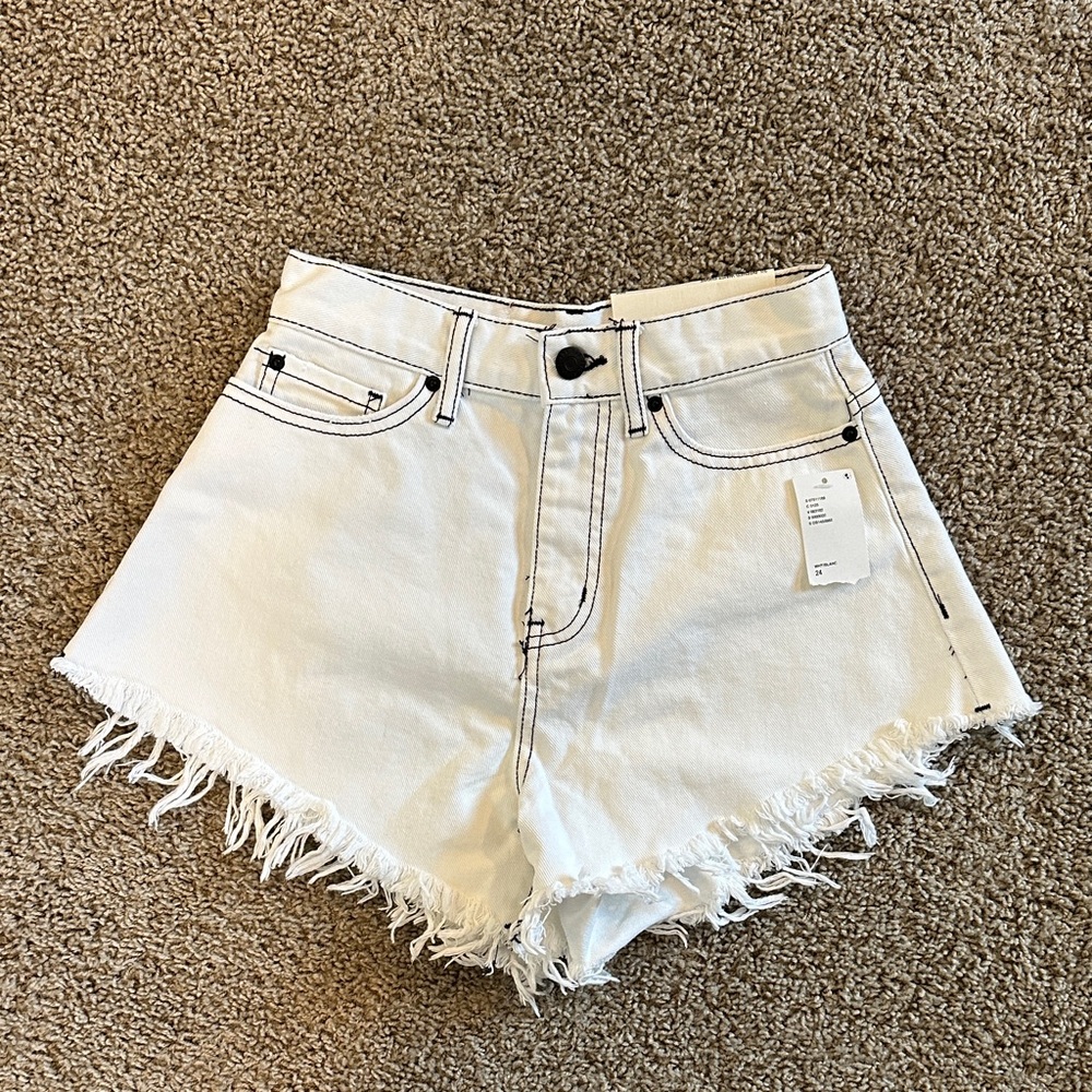 BDG White Frayed Hem Jean Shorts